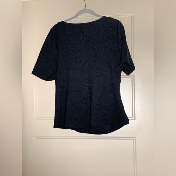 Black Ruched Stretch Top by Deletta for Anthropologie Size XL - Picture 2 of 7